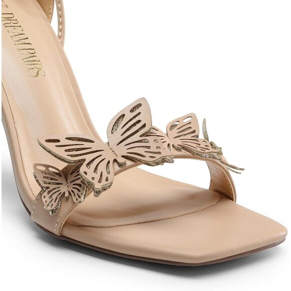 Dream Pairs Women Nude-pu Faux Leather Open Square Toe Stilletos Heels Shoes - Picture 2 of 7